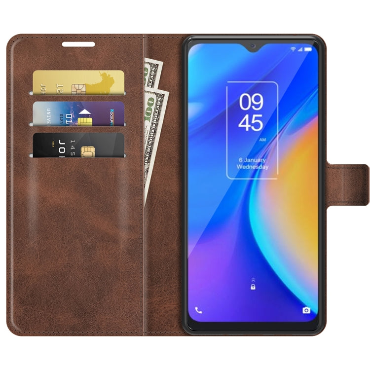 For TCL 20 SE Retro Calf Pattern Buckle Card Wallet Left and Right Flip Phone Holster with Bracket Function