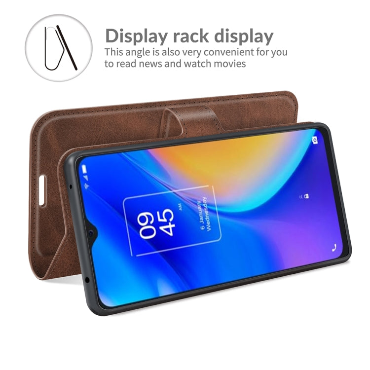 For TCL 20 SE Retro Calf Pattern Buckle Card Wallet Left and Right Flip Phone Holster with Bracket Function