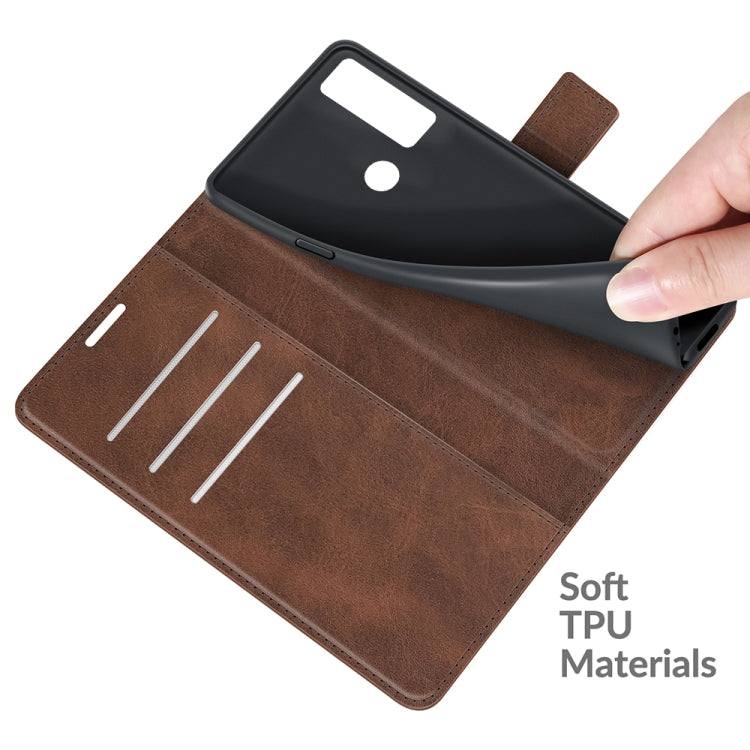 For TCL 20 SE Retro Calf Pattern Buckle Card Wallet Left and Right Flip Phone Holster with Bracket Function