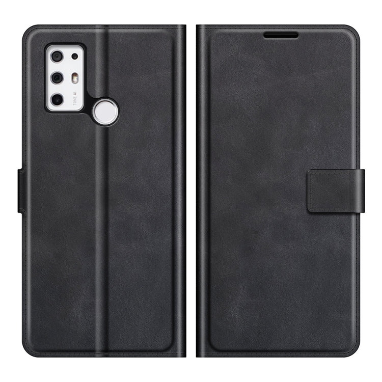 For Tone E21 Retro Calf Pattern Buckle Card Wallet Left and Right Flip Phone Holster with Bracket Function