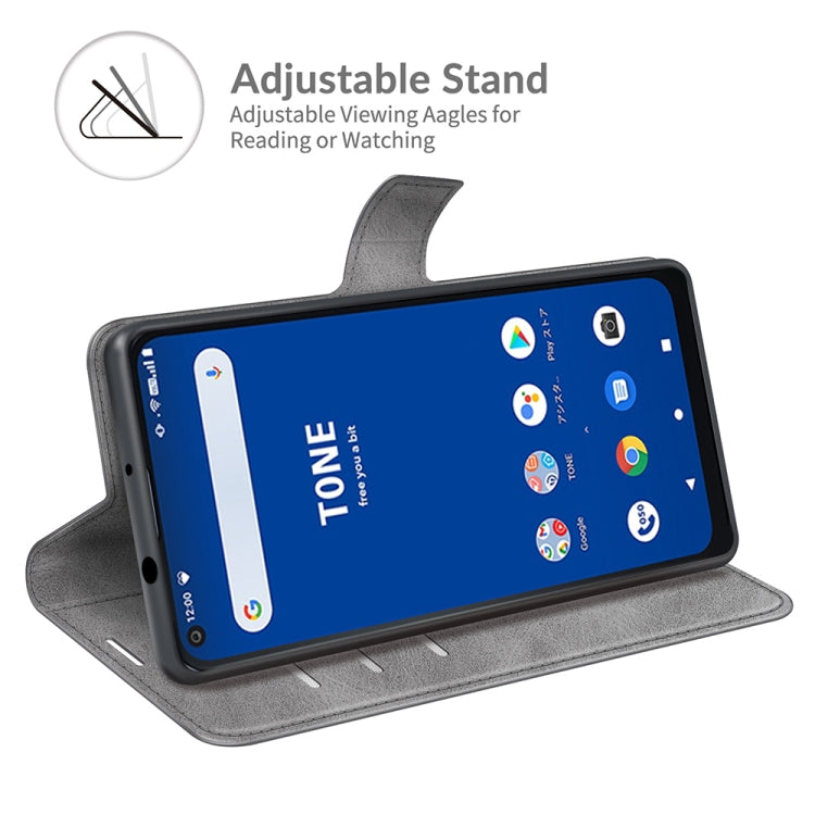 For Tone E21 Retro Calf Pattern Buckle Card Wallet Left and Right Flip Phone Holster with Bracket Function