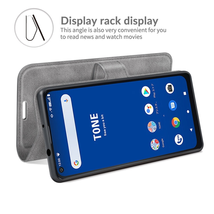 For Tone E21 Retro Calf Pattern Buckle Card Wallet Left and Right Flip Phone Holster with Bracket Function