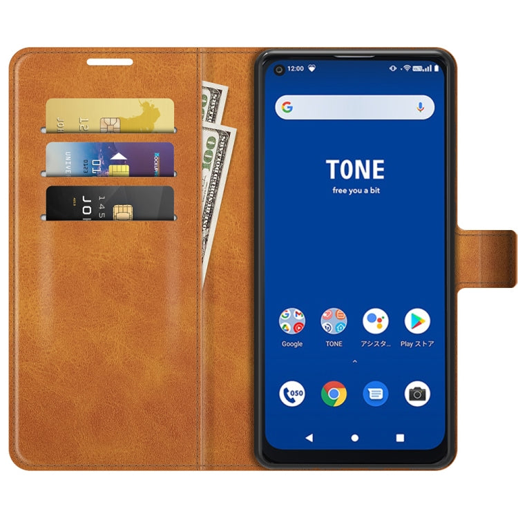 For Tone E21 Retro Calf Pattern Buckle Card Wallet Left and Right Flip Phone Holster with Bracket Function