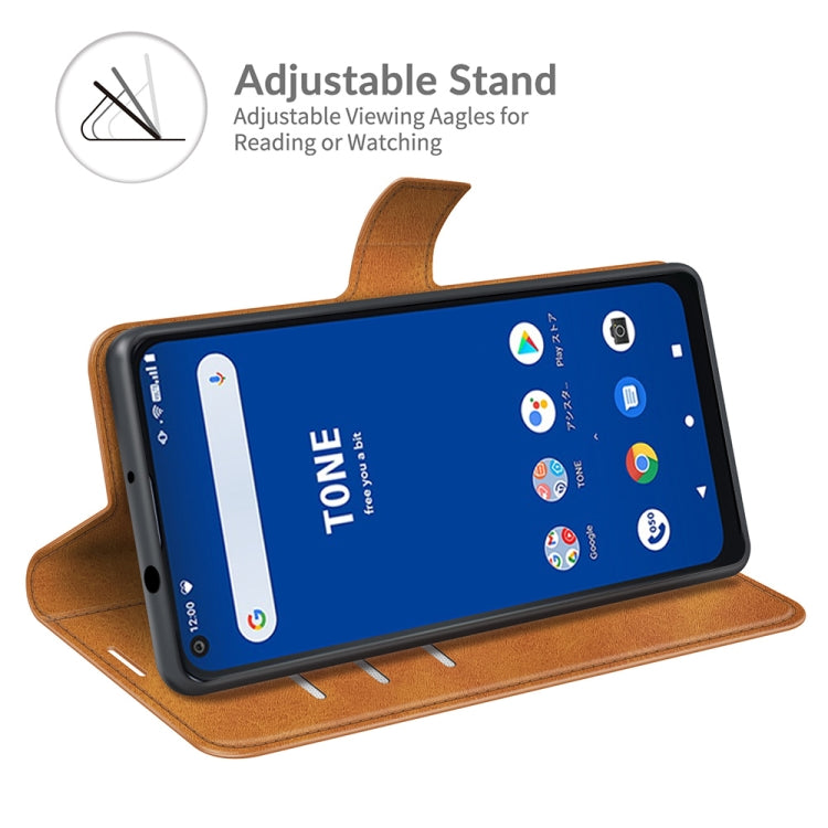 For Tone E21 Retro Calf Pattern Buckle Card Wallet Left and Right Flip Phone Holster with Bracket Function