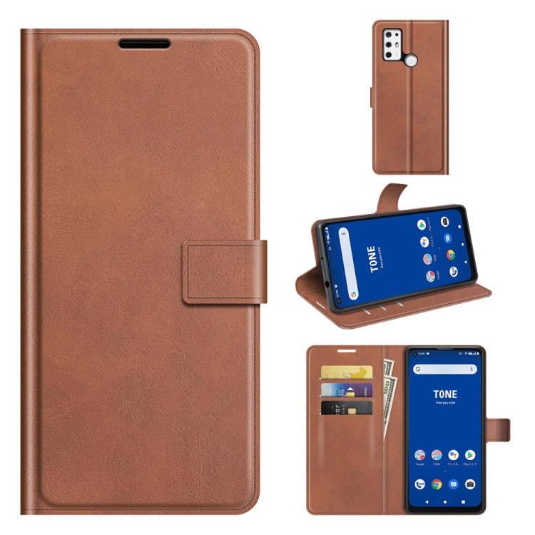 For Tone E21 Retro Calf Pattern Buckle Card Wallet Left and Right Flip Phone Holster with Bracket Function