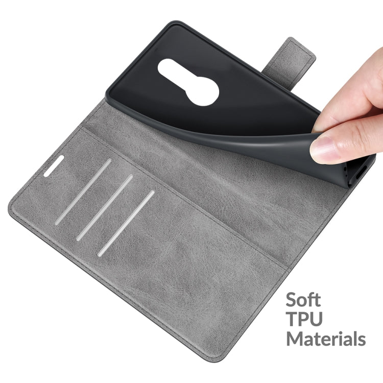 For Fujitsu Arrows Be4 Plus Retro Calf Pattern Buckle Card Wallet Left and Right Flip Phone Holster with Bracket Function