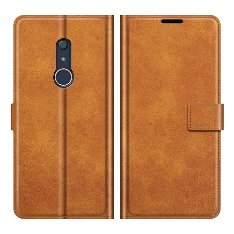 For Fujitsu Arrows Be4 Plus Retro Calf Pattern Buckle Card Wallet Left and Right Flip Phone Holster with Bracket Function