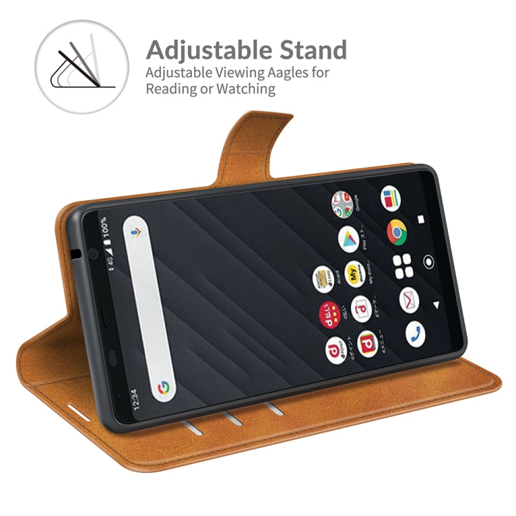 For Fujitsu Arrows Be4 Plus Retro Calf Pattern Buckle Card Wallet Left and Right Flip Phone Holster with Bracket Function