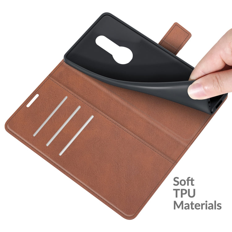 For Sony Xperia Ace II Retro Calf Pattern Buckle Card Wallet Left and Right Flip Phone Holster with Bracket Function