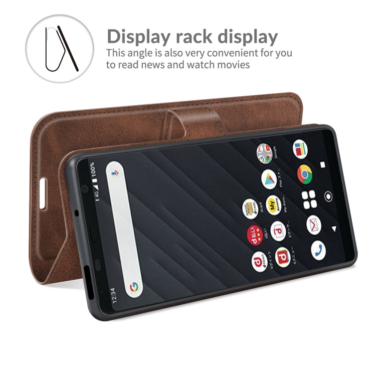 For Sony Xperia Ace II Retro Calf Pattern Buckle Card Wallet Left and Right Flip Phone Holster with Bracket Function