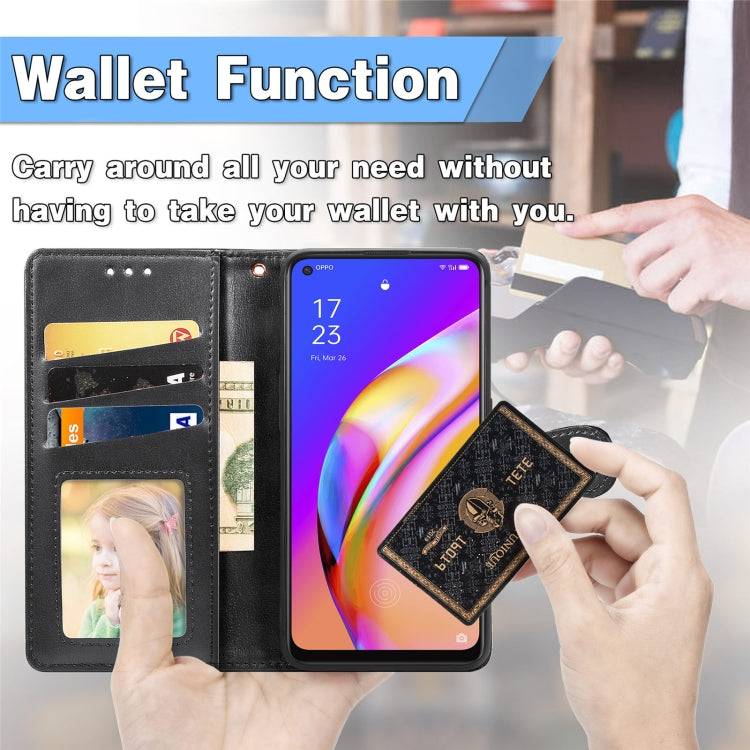 For OPPO A94 5G /F19 Pro+ 5G /Reno5 Z Solid Color Leather Buckle Phone Case with Lanyard & Photo Frame & Card Slot & Wallet & Stand Function