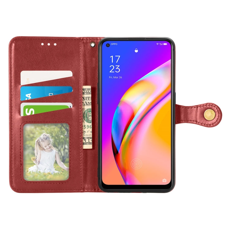 For OPPO A94 5G /F19 Pro+ 5G /Reno5 Z Solid Color Leather Buckle Phone Case with Lanyard & Photo Frame & Card Slot & Wallet & Stand Function