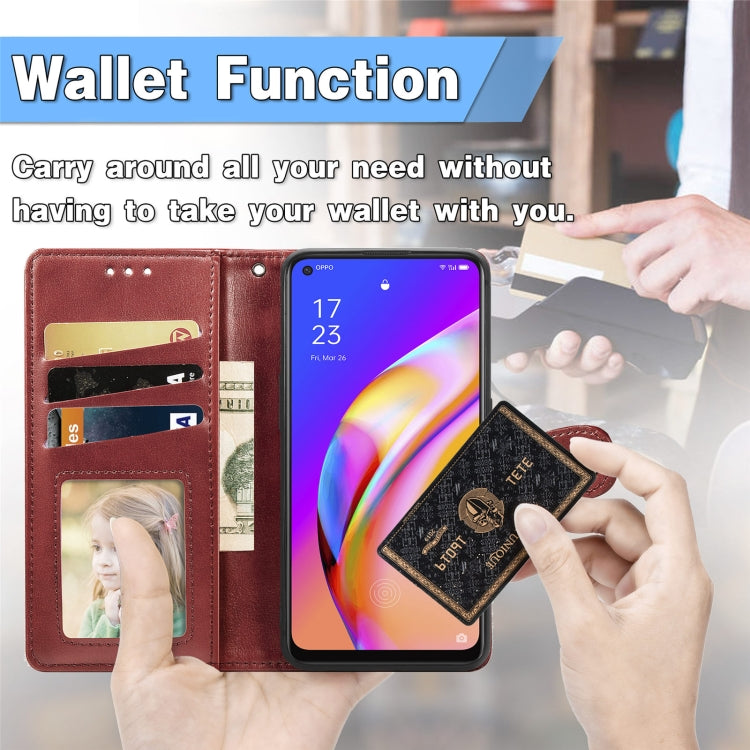 For OPPO A94 5G /F19 Pro+ 5G /Reno5 Z Solid Color Leather Buckle Phone Case with Lanyard & Photo Frame & Card Slot & Wallet & Stand Function