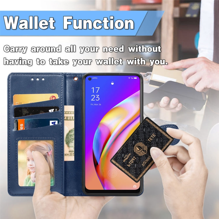 For OPPO A94 5G /F19 Pro+ 5G /Reno5 Z Solid Color Leather Buckle Phone Case with Lanyard & Photo Frame & Card Slot & Wallet & Stand Function