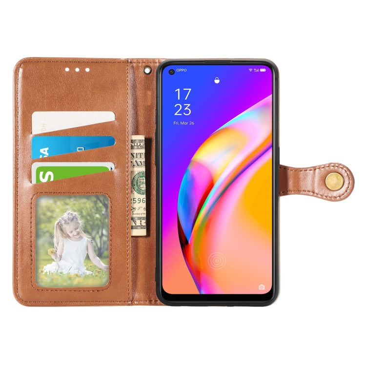 For OPPO A94 5G /F19 Pro+ 5G /Reno5 Z Solid Color Leather Buckle Phone Case with Lanyard & Photo Frame & Card Slot & Wallet & Stand Function