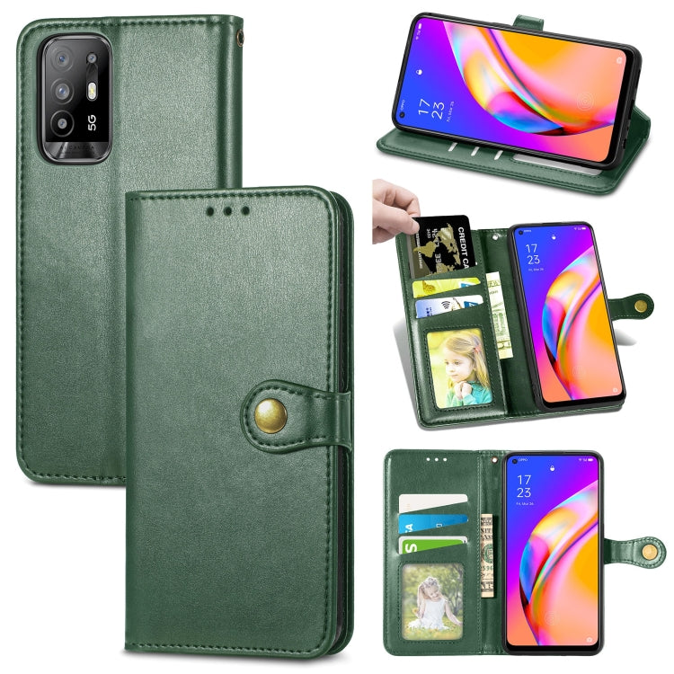 For OPPO A94 5G /F19 Pro+ 5G /Reno5 Z Solid Color Leather Buckle Phone Case with Lanyard & Photo Frame & Card Slot & Wallet & Stand Function
