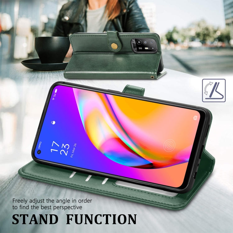 For OPPO A94 5G /F19 Pro+ 5G /Reno5 Z Solid Color Leather Buckle Phone Case with Lanyard & Photo Frame & Card Slot & Wallet & Stand Function