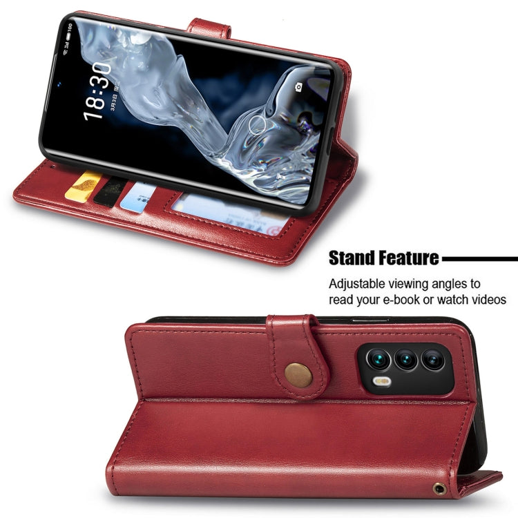 For Meizu 18 Solid Color Leather Buckle Phone Case with Lanyard & Photo Frame & Card Slot & Wallet & Stand Function