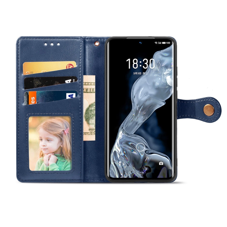For Meizu 18 Solid Color Leather Buckle Phone Case with Lanyard & Photo Frame & Card Slot & Wallet & Stand Function