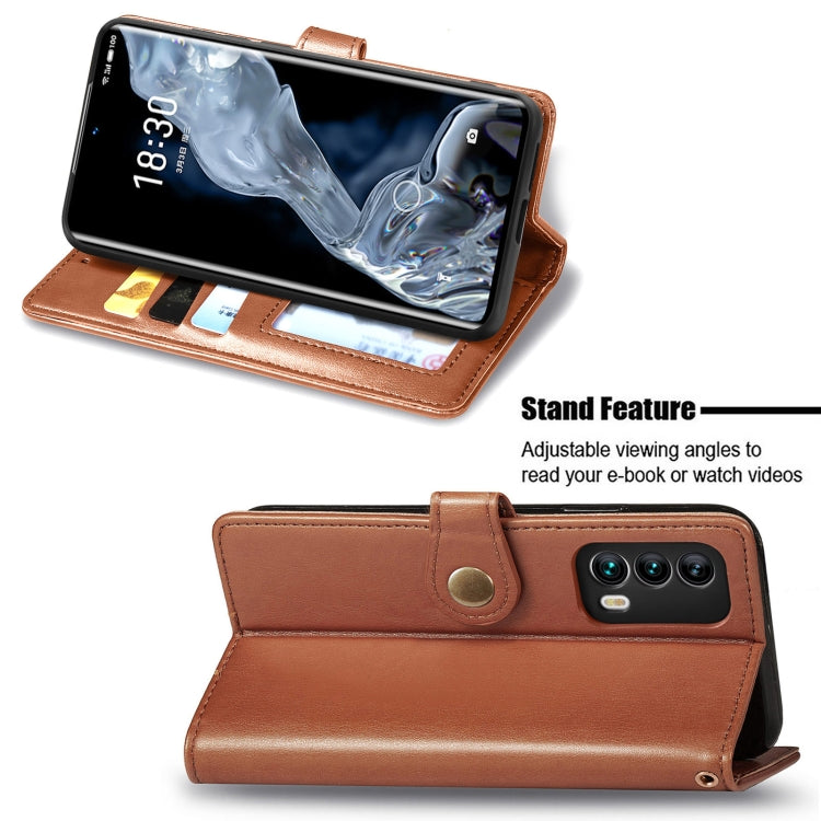 For Meizu 18 Solid Color Leather Buckle Phone Case with Lanyard & Photo Frame & Card Slot & Wallet & Stand Function