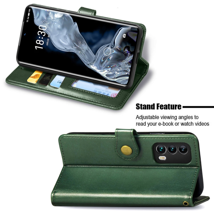 For Meizu 18 Solid Color Leather Buckle Phone Case with Lanyard & Photo Frame & Card Slot & Wallet & Stand Function