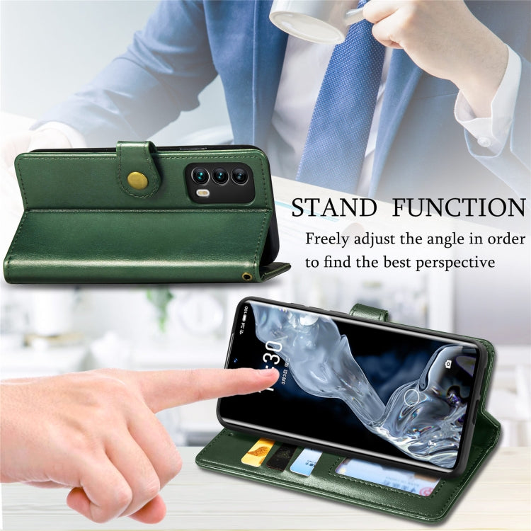 For Meizu 18 Solid Color Leather Buckle Phone Case with Lanyard & Photo Frame & Card Slot & Wallet & Stand Function