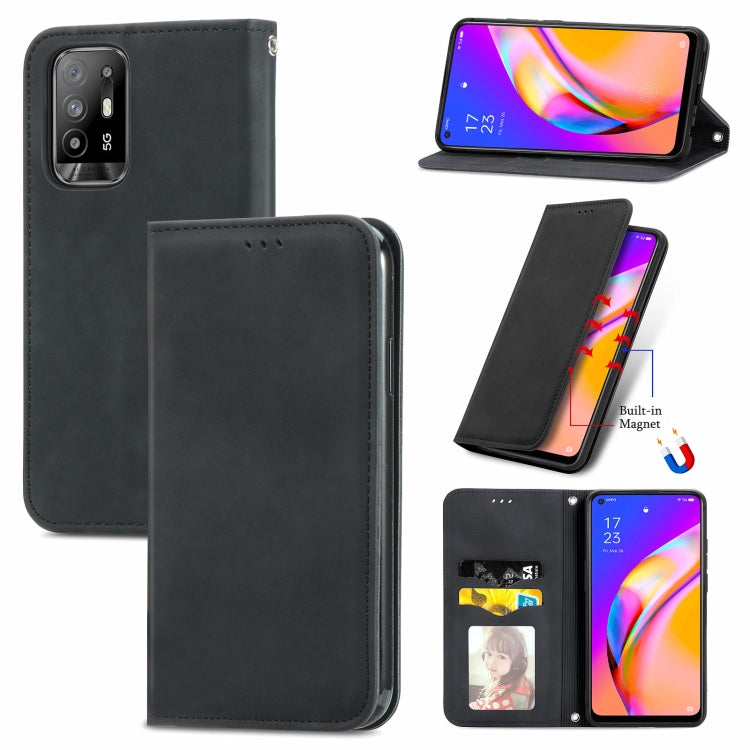 For OPPO A94 5G / A95 5G/F19 Pro+ /Reno5 Z Retro Skin Feel Business Magnetic Horizontal Flip Leather Case With Holder & Card Slots & Wallet & Photo Frame