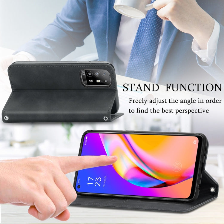 For OPPO A94 5G / A95 5G/F19 Pro+ /Reno5 Z Retro Skin Feel Business Magnetic Horizontal Flip Leather Case With Holder & Card Slots & Wallet & Photo Frame