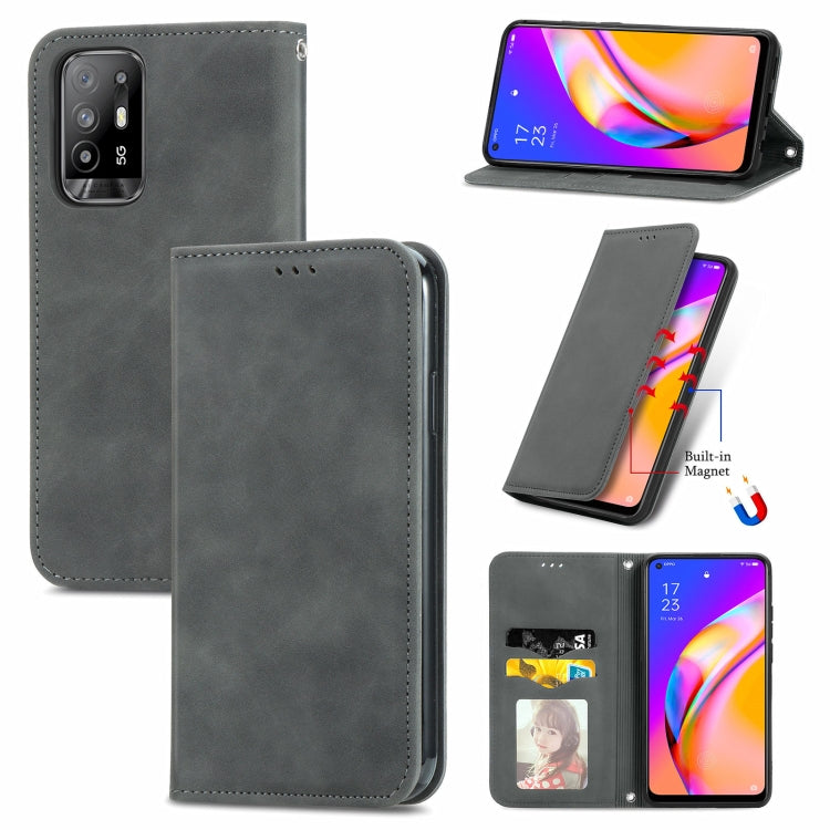 For OPPO A94 5G / A95 5G/F19 Pro+ /Reno5 Z Retro Skin Feel Business Magnetic Horizontal Flip Leather Case With Holder & Card Slots & Wallet & Photo Frame