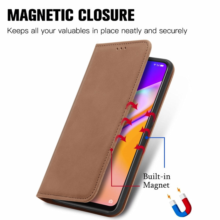 For OPPO A94 5G / A95 5G/F19 Pro+ /Reno5 Z Retro Skin Feel Business Magnetic Horizontal Flip Leather Case With Holder & Card Slots & Wallet & Photo Frame
