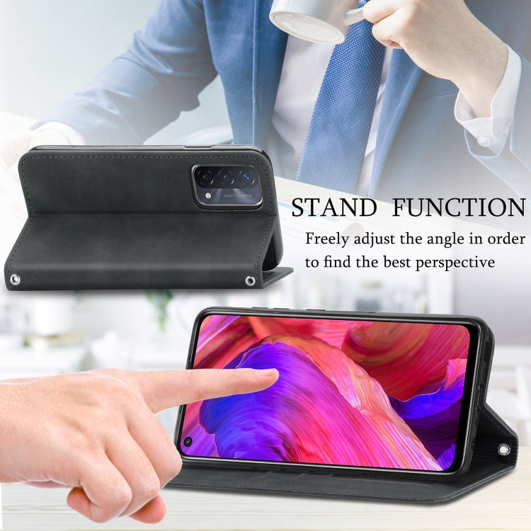 For OPPO A54 5G Retro Skin Feel Business Magnetic Horizontal Flip Leather Case With Holder & Card Slots & Wallet & Photo Frame