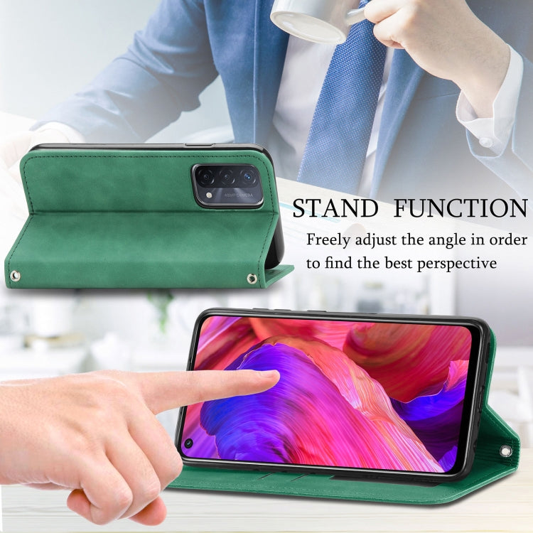 For OPPO A54 5G Retro Skin Feel Business Magnetic Horizontal Flip Leather Case With Holder & Card Slots & Wallet & Photo Frame