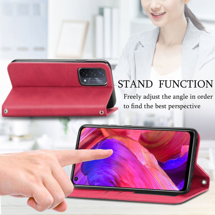 For OPPO A54 5G Retro Skin Feel Business Magnetic Horizontal Flip Leather Case With Holder & Card Slots & Wallet & Photo Frame