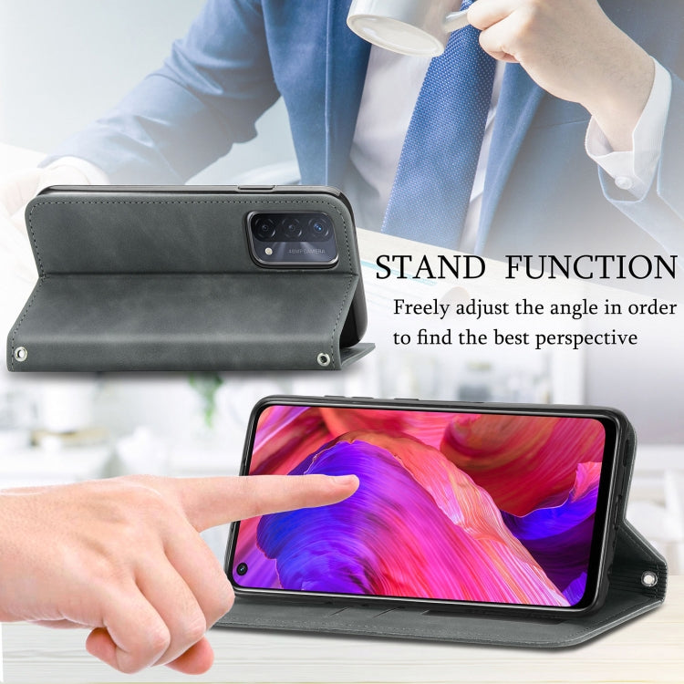For OPPO A54 5G Retro Skin Feel Business Magnetic Horizontal Flip Leather Case With Holder & Card Slots & Wallet & Photo Frame