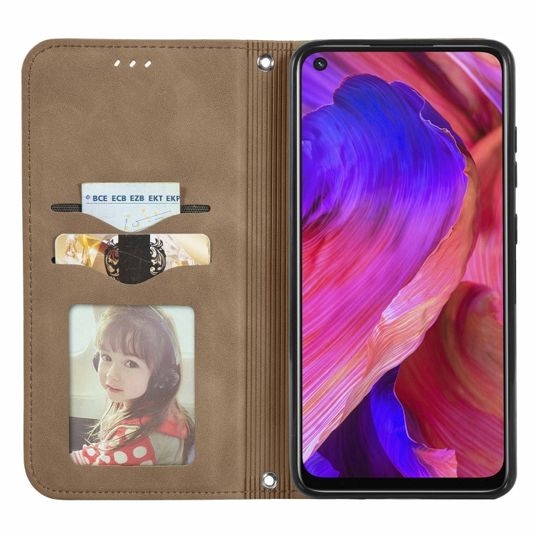 For OPPO A54 5G Retro Skin Feel Business Magnetic Horizontal Flip Leather Case With Holder & Card Slots & Wallet & Photo Frame