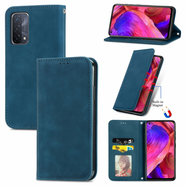 For OPPO A54 5G Retro Skin Feel Business Magnetic Horizontal Flip Leather Case With Holder & Card Slots & Wallet & Photo Frame