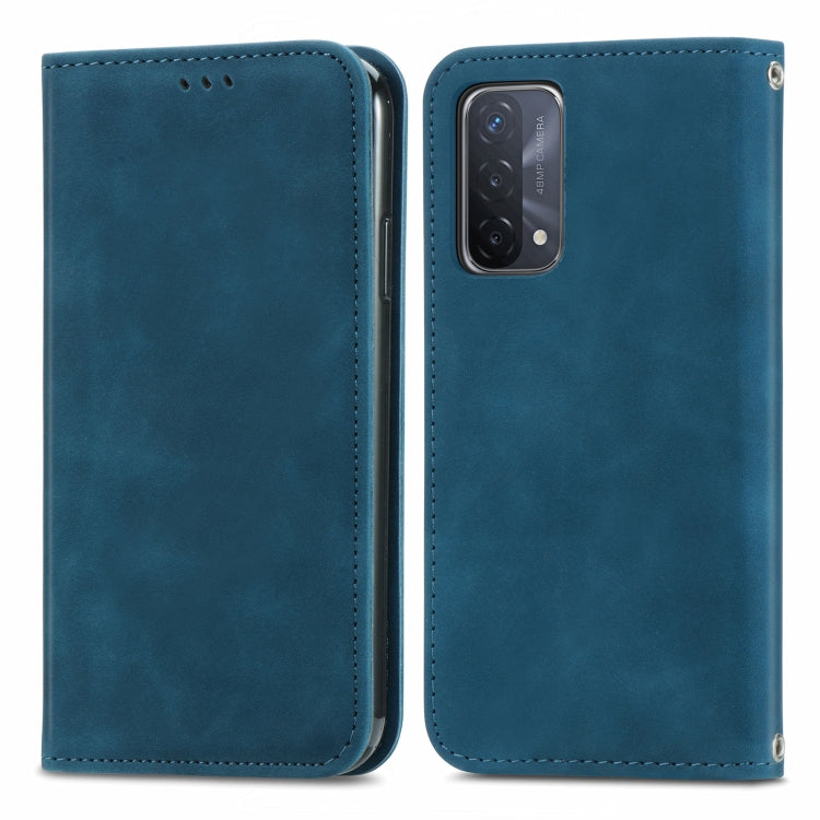 For OPPO A54 5G Retro Skin Feel Business Magnetic Horizontal Flip Leather Case With Holder & Card Slots & Wallet & Photo Frame