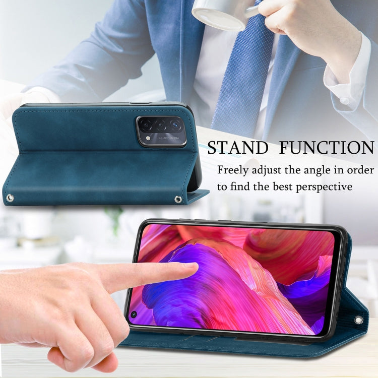 For OPPO A54 5G Retro Skin Feel Business Magnetic Horizontal Flip Leather Case With Holder & Card Slots & Wallet & Photo Frame