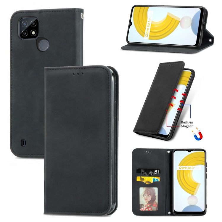 For OPPO Realme C21 Retro Skin Feel Business Magnetic Horizontal Flip Leather Case With Holder & Card Slots & Wallet & Photo Frame