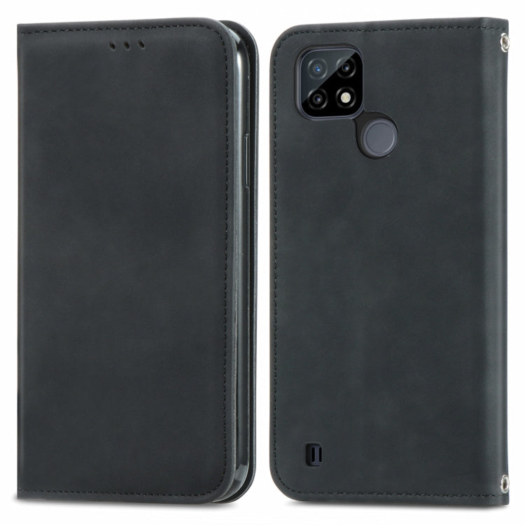 For OPPO Realme C21 Retro Skin Feel Business Magnetic Horizontal Flip Leather Case With Holder & Card Slots & Wallet & Photo Frame