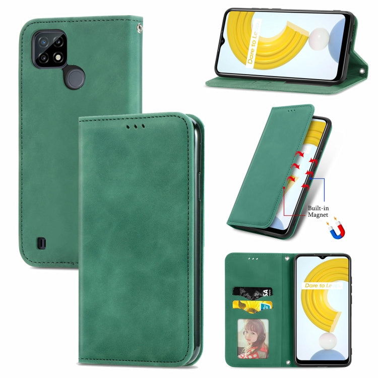 For OPPO Realme C21 Retro Skin Feel Business Magnetic Horizontal Flip Leather Case With Holder & Card Slots & Wallet & Photo Frame