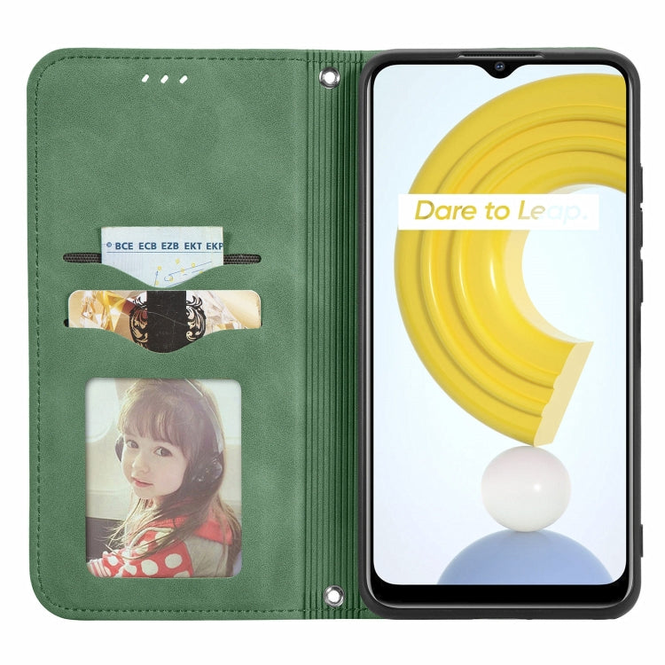 For OPPO Realme C21 Retro Skin Feel Business Magnetic Horizontal Flip Leather Case With Holder & Card Slots & Wallet & Photo Frame