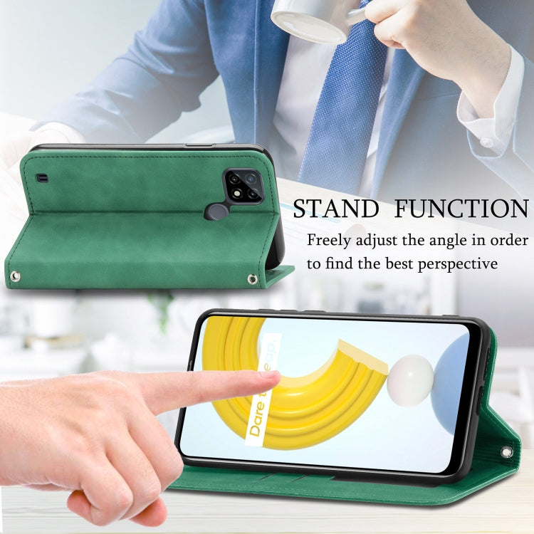 For OPPO Realme C21 Retro Skin Feel Business Magnetic Horizontal Flip Leather Case With Holder & Card Slots & Wallet & Photo Frame