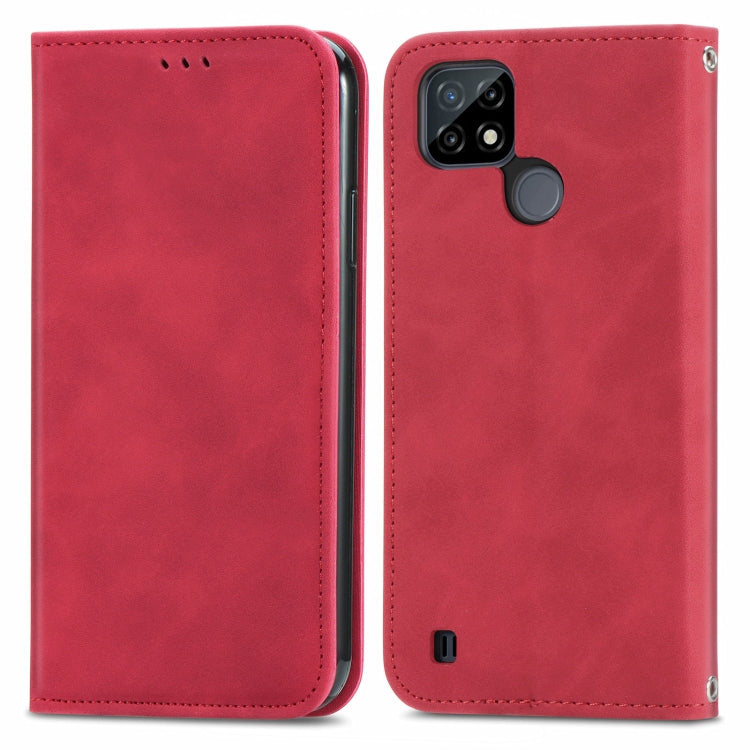 For OPPO Realme C21 Retro Skin Feel Business Magnetic Horizontal Flip Leather Case With Holder & Card Slots & Wallet & Photo Frame