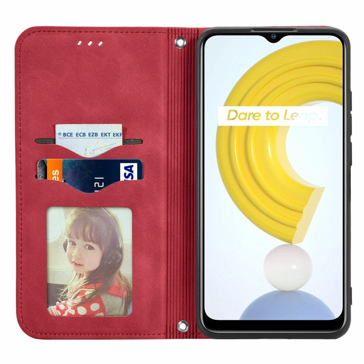 For OPPO Realme C21 Retro Skin Feel Business Magnetic Horizontal Flip Leather Case With Holder & Card Slots & Wallet & Photo Frame