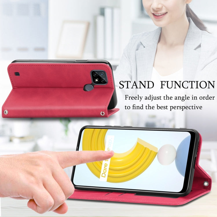 For OPPO Realme C21 Retro Skin Feel Business Magnetic Horizontal Flip Leather Case With Holder & Card Slots & Wallet & Photo Frame