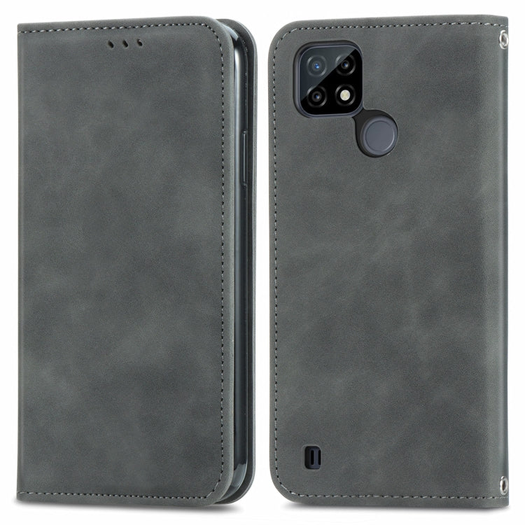 For OPPO Realme C21 Retro Skin Feel Business Magnetic Horizontal Flip Leather Case With Holder & Card Slots & Wallet & Photo Frame