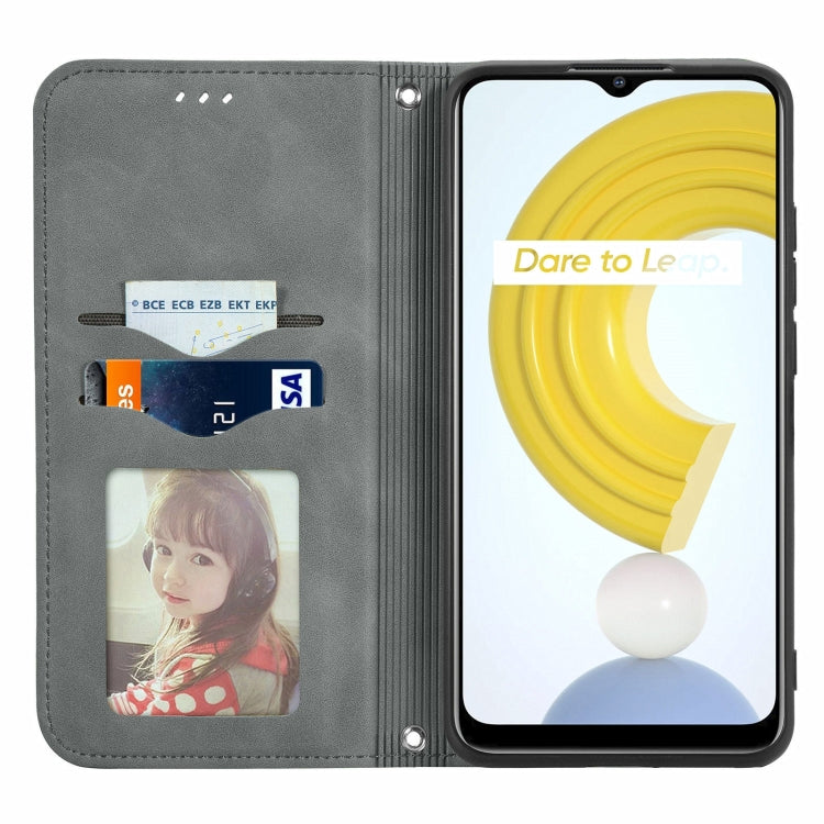 For OPPO Realme C21 Retro Skin Feel Business Magnetic Horizontal Flip Leather Case With Holder & Card Slots & Wallet & Photo Frame