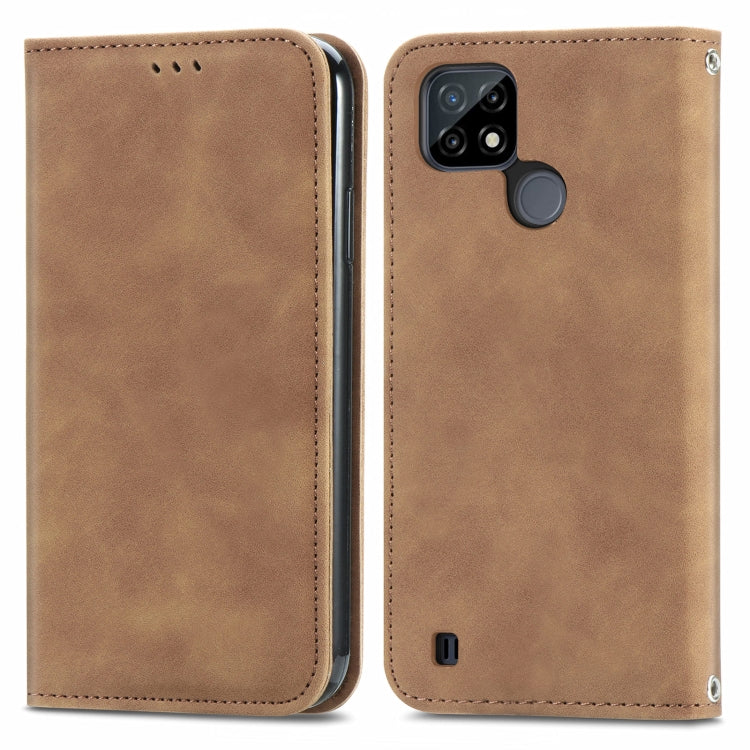 For OPPO Realme C21 Retro Skin Feel Business Magnetic Horizontal Flip Leather Case With Holder & Card Slots & Wallet & Photo Frame