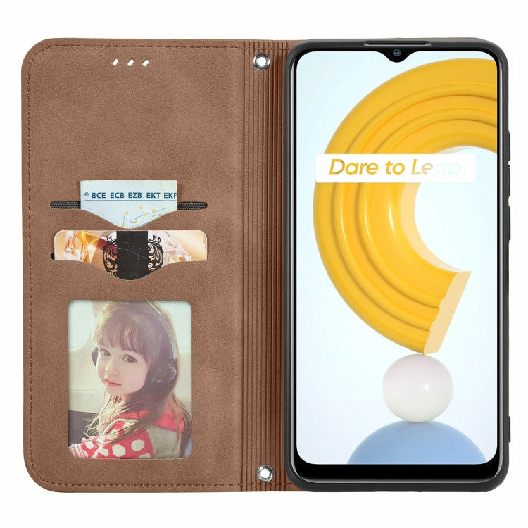 For OPPO Realme C21 Retro Skin Feel Business Magnetic Horizontal Flip Leather Case With Holder & Card Slots & Wallet & Photo Frame